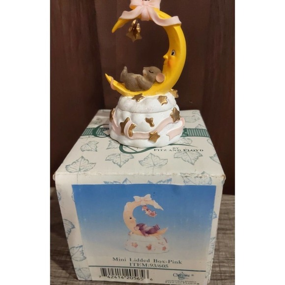 Charming Tails Girl Miniature Lidded Box Pink Fitz & Floyd Figurine Shower - Picture 1 of 7